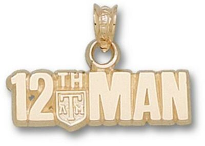 Texas A & M Aggies Horizontal "The 12th Man" Pendant - 10KT Gold Jewelry