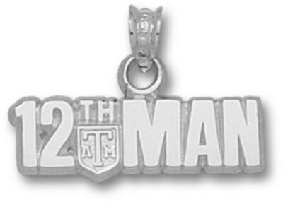 Texas A & M Aggies Horizontal "The 12th Man" Pendant - Sterling Silver Jewelry