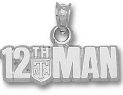 Texas A & M Aggies Horizontal "The 12th Man" Pendant - Sterling Silver Jewelry