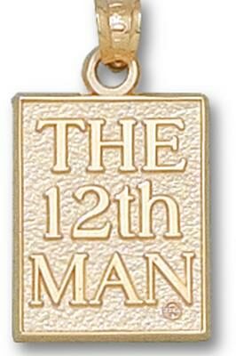 Texas A & M Aggies "The 12th Man" Block Pendant - 14KT Gold Jewelry