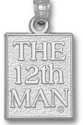 Texas A & M Aggies "The 12th Man" Block Pendant - Sterling Silver Jewelry