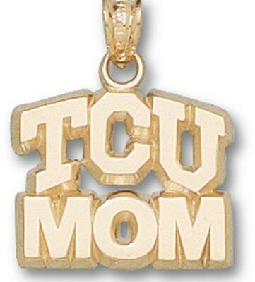 Texas Christian Horned Frogs Arched "TCU Mom" Pendant - 10KT Gold Jewelry