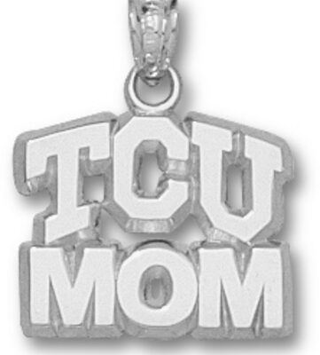 Texas Christian Horned Frogs Arched "TCU Mom" Pendant - Sterling Silver Jewelry