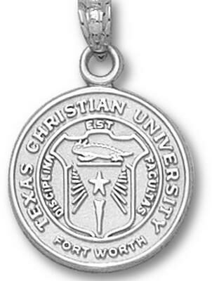 Texas Christian Horned Frogs "Seal" Pendant - Sterling Silver Jewelry