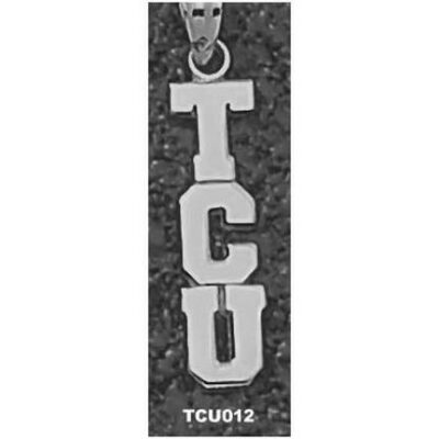 Texas Christian Horned Frogs Vertical "TCU" 7/8" Pendant - Sterling Silver Jewelry