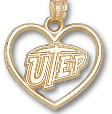 Texas (El Paso) Miners "UTEP and Heart" Pendant - 10KT Gold Jewelry