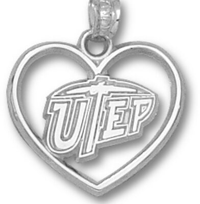 Texas (El Paso) Miners "UTEP and Heart" Pendant - Sterling Silver Jewelry