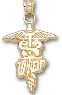 Texas (El Paso) Miners "UTEP with Caduceus" Pendant - 14KT Gold Jewelry