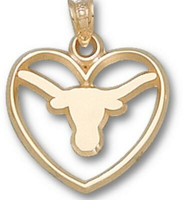 Texas Longhorns "Longhorn" Heart Pendant - 14KT Gold Jewelry