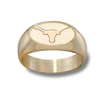 Texas Longhorns Oval "Longhorn" 3/8" Men's Ring - 10KT Gold Jewelry (Size 10 1/2)