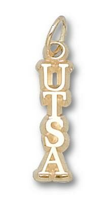 Texas (San Antonio) Roadrunners Vertical "UTSA" 5/8" Charm - 10KT Gold Jewelry