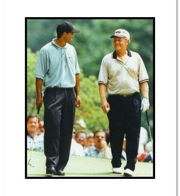 Tiger Woods and Jack Nicklaus PGA Golf "Walking the Fairway" Double Matted 8" x 10" Photograph