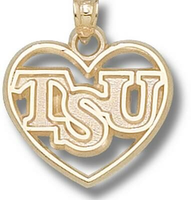 Troy State Trojans "TSU" Heart Pendant - 14KT Gold Jewelry