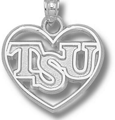 Troy State Trojans "TSU" Heart Pendant - Sterling Silver Jewelry