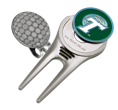 Tulane Green Wave Divot Tool Hat Clip with Golf Ball Marker (Set of 2)