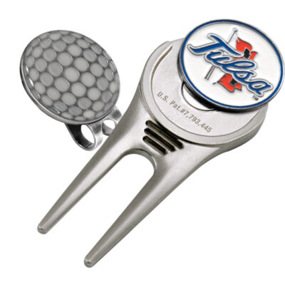 Tulsa Golden Hurricane Divot Tool Hat Clip with Golf Ball Marker (Set of 2)