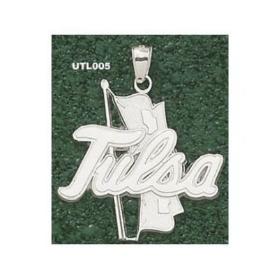 Tulsa Golden Hurricane Giant 1 1/2" W x 1 1/2" H "Tulsa Flag" Pendant - Sterling Silver Jewelry