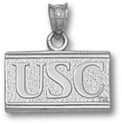 USC Trojans New Square Block "USC" Pendant - Sterling Silver Jewelry