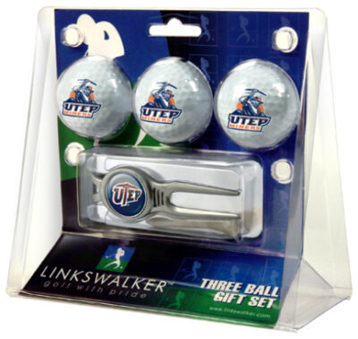 UTEP Texas (El Paso) Miners 3 Ball Golf Gift Pack with Kool Tool