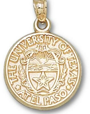 UTEP Texas (El Paso) Miners "Seal" 5/8" Pendant - 14KT Gold Jewelry