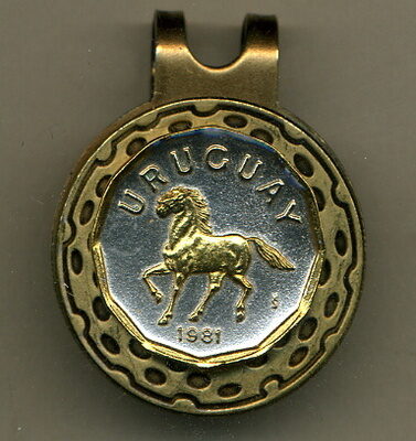 Uruguay 10 Centesimal "Horse" Two Tone Coin Golf Ball Marker