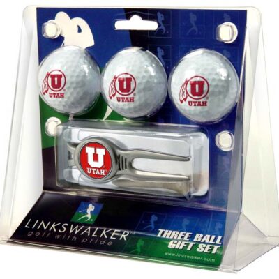 Utah Utes 3 Ball Golf Gift Pack with Kool Tool