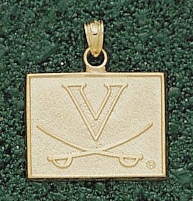 Virginia Cavaliers Square "V with Sabres" Pendant - 10KT Gold Jewelry