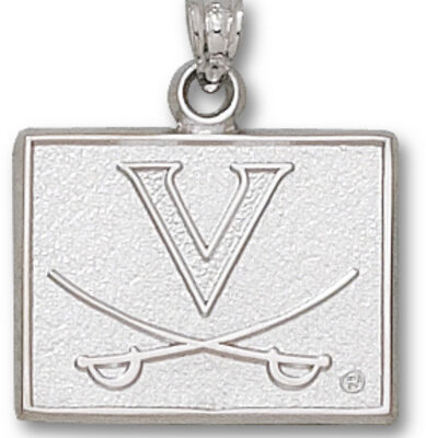 Virginia Cavaliers Square "V with Sabres" Pendant - Sterling Silver Jewelry