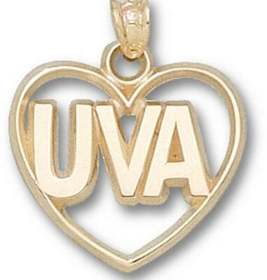 Virginia Cavaliers "UVA" Heart Pendant - 14KT Gold Jewelry