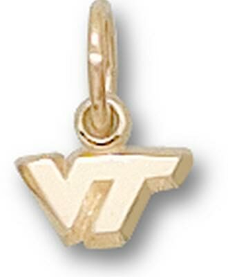 Virginia Tech Hokies "VT" 1/4" Charm - 14KT Gold Jewelry