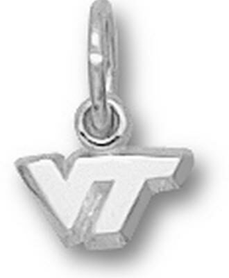 Virginia Tech Hokies "VT" 1/4" Charm - Sterling Silver Jewelry