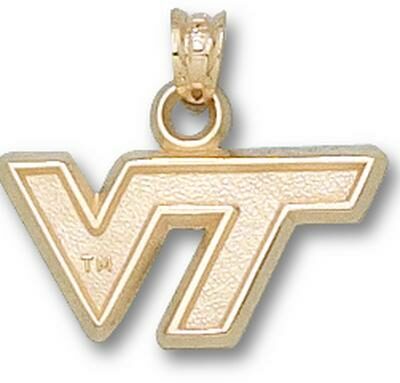 Virginia Tech Hokies "VT" 3/8" Pendant - 14KT Gold Jewelry