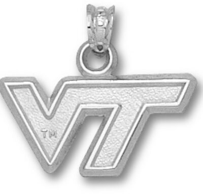 Virginia Tech Hokies "VT" 3/8" Pendant - Sterling Silver Jewelry