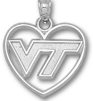 Virginia Tech Hokies "VT" Heart Pendant - Sterling Silver Jewelry