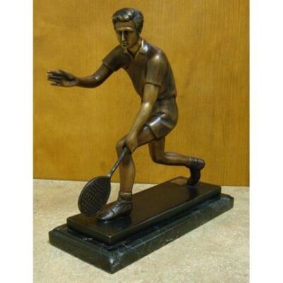 "Volley (Tabletop Tennis Player)" Bronze Garden Statue - Approx. 14" High