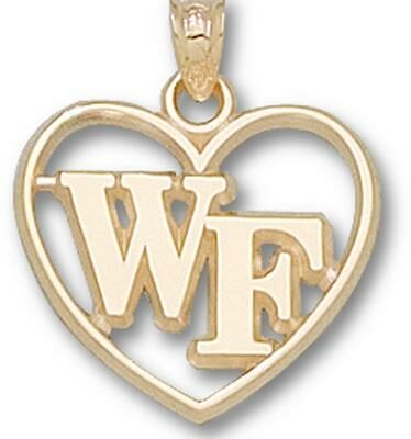 Wake Forest Demon Deacons "WF" Heart Pendant - 10KT Gold Jewelry