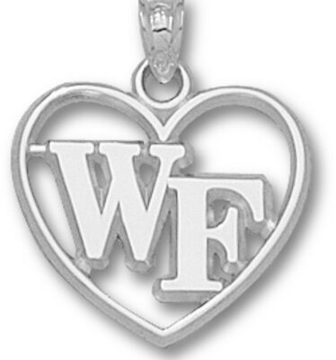 Wake Forest Demon Deacons "WF" Heart Pendant - Sterling Silver Jewelry