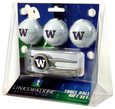 Washington Huskies 3 Ball Golf Gift Pack with Kool Tool