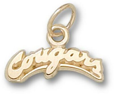 Washington State Cougars Arched "Cougars" 1/4" Charm - 14KT Gold Jewelry