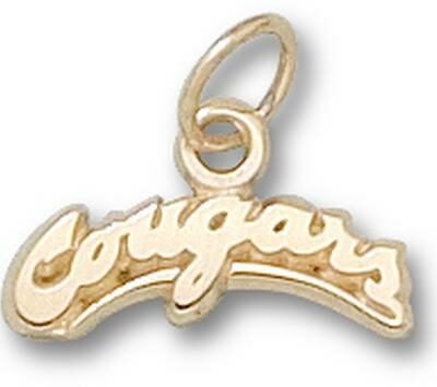 Washington State Cougars Arched "Cougars" 1/4" Charm - 14KT Gold Jewelry