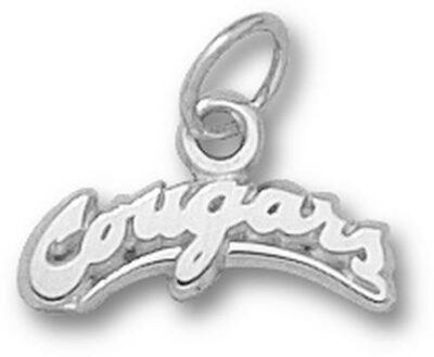 Washington State Cougars Arched "Cougars" 1/4" Charm - Sterling Silver Jewelry