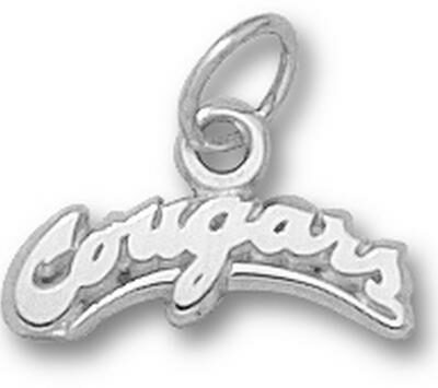 Washington State Cougars Arched "Cougars" 1/4" Charm - Sterling Silver Jewelry