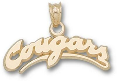 Washington State Cougars Arched "Cougars" 5/16" Pendant - 10KT Gold Jewelry