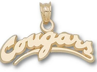 Washington State Cougars Arched "Cougars" 5/16" Pendant - 10KT Gold Jewelry