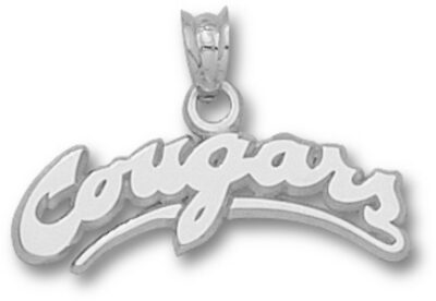 Washington State Cougars Arched "Cougars" 5/16" Pendant - Sterling Silver Jewelry