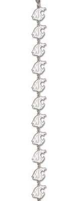 Washington State Cougars "Cougar Head" 7.25" Bracelet - Sterling Silver Jewelry