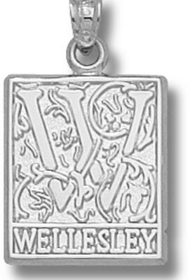 Wellesley College Blue 3/4" "Institute Lo go" Pendant - Sterling Silver Jewelry