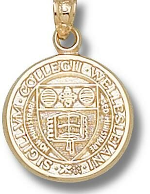 Wellesley College Blue 5/8" "Seal" Pendant - 10KT Gold Jewelry