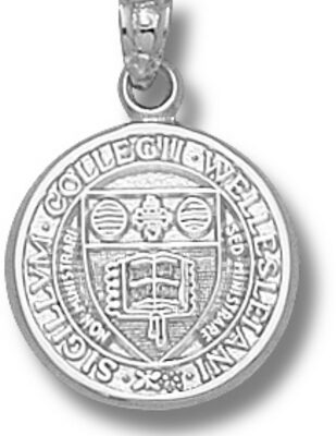 Wellesley College Blue 5/8" "Seal" Pendant - Sterling Silver Jewelry