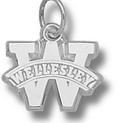 Wellesley College Blue "W Wellesley" 3/8" Charm - Sterling Silver Jewelry